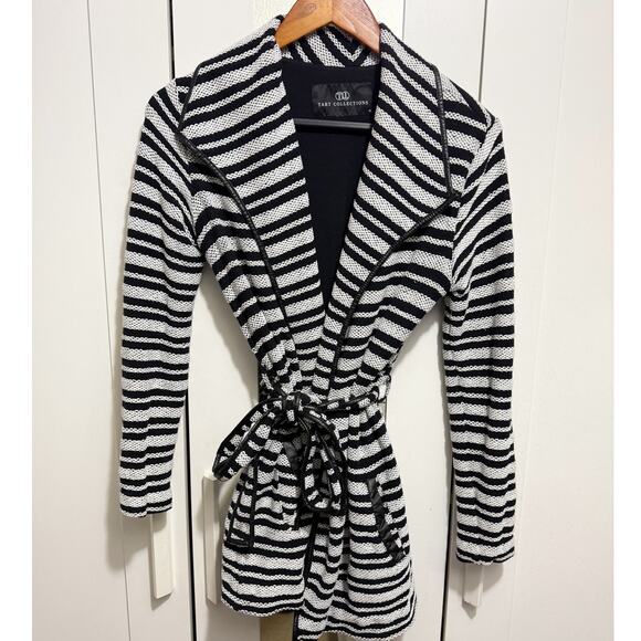 Tart Collections Black White Striped Belted Cardigan Women’s XS - Picture 3 of 13